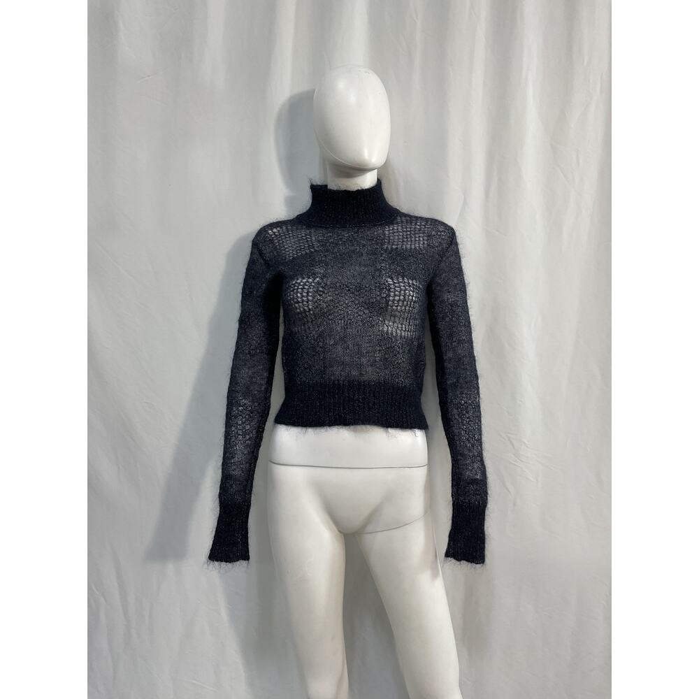 Woolrich See-Through Blue Cashmere  Mohair Wool Blend Knit Top Size XS